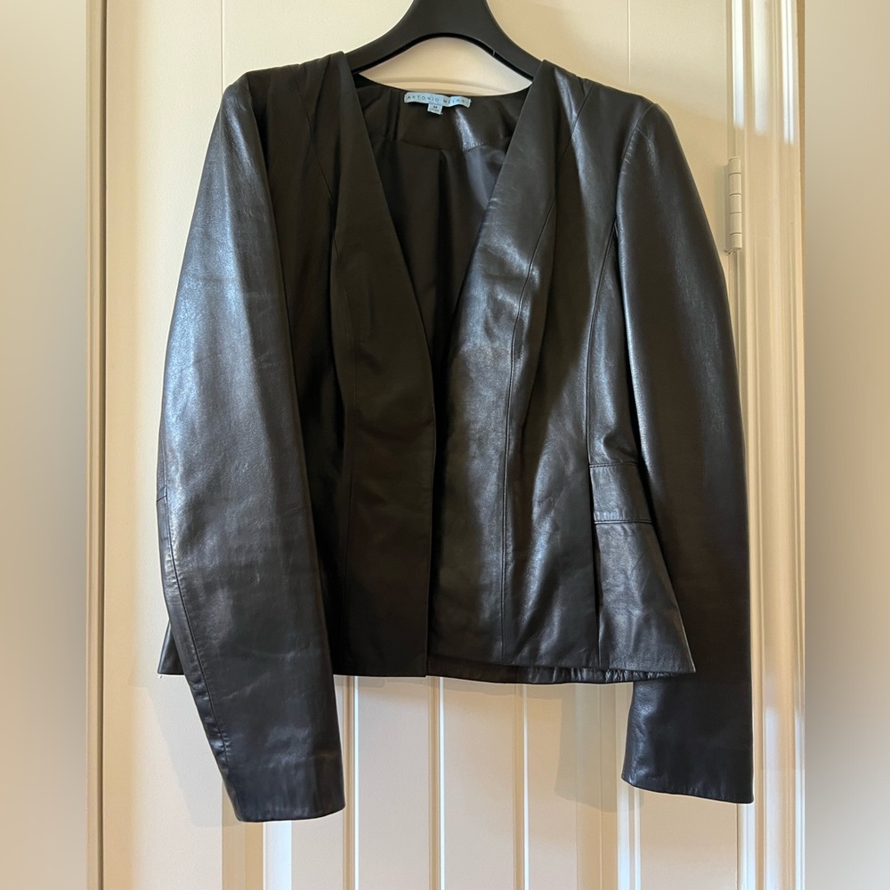 Antonio Melani Black Leather Jacket Women Size M